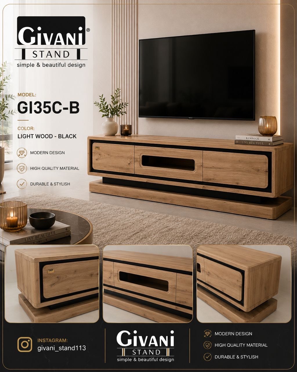 میز تلویزیون ام دی اف وکیوم مدل GI0035C