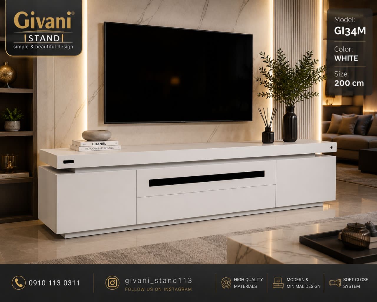 میز تلویزیون هایگلاس مدل GI0034M