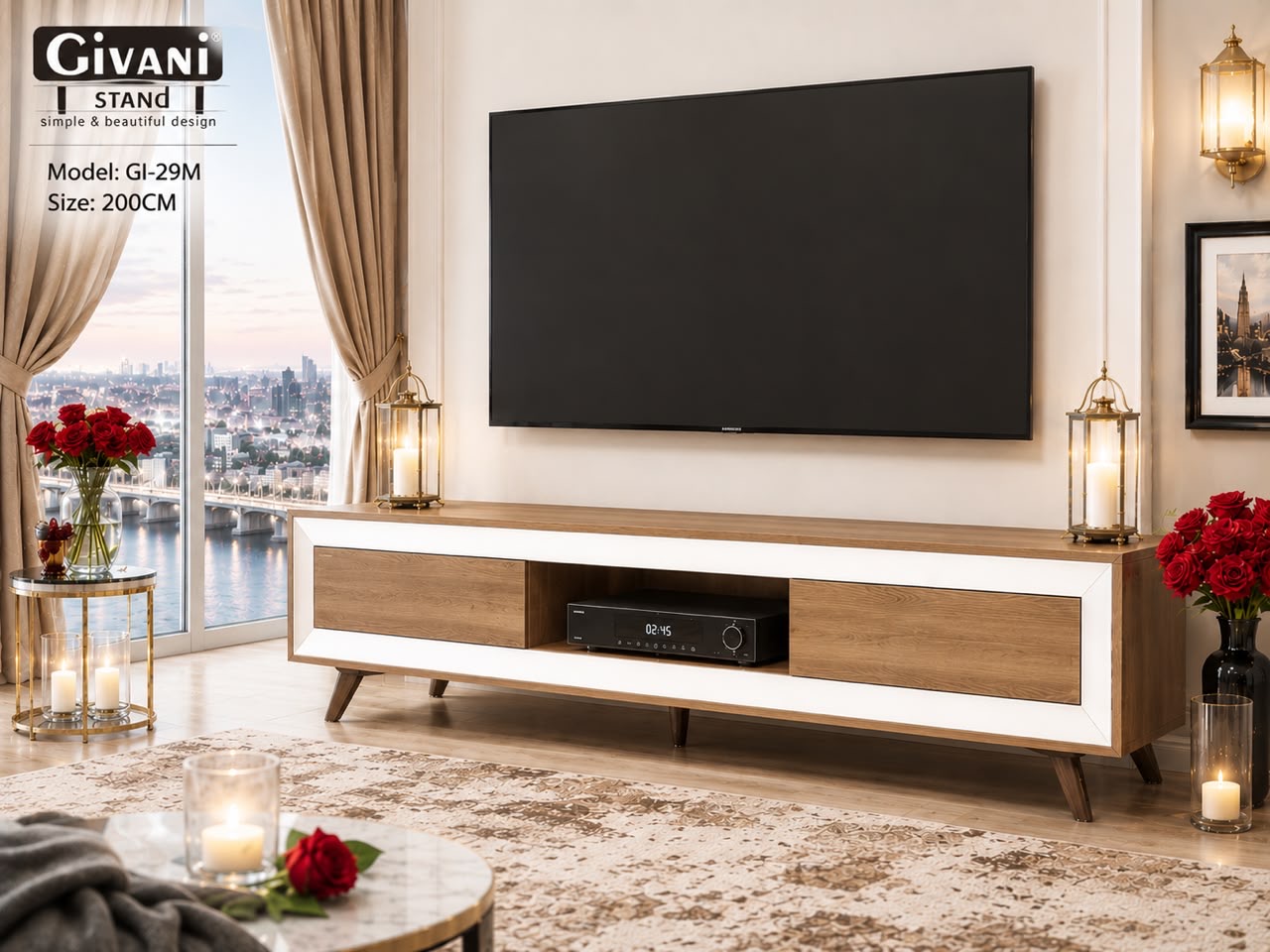 میز تلویزیون ام دی اف هایگلاس مدل GI0029M